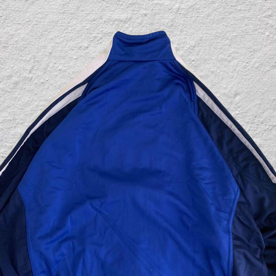 極美品✨Y2K✨アディダス トラックジャケット 刺繍ロゴ レトロ 青 紺 M adidasアディダストラックジャケットy2k刺繍ロゴネイビーブルーL