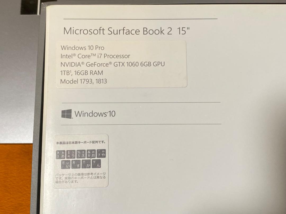 Windowsノート本体 MicrosoftSurfaceBook 2 15 i7 SSD1T M16G
