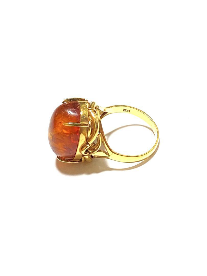 Vintage Ring K18 貴金属 指輪 リング 琥珀 コハク