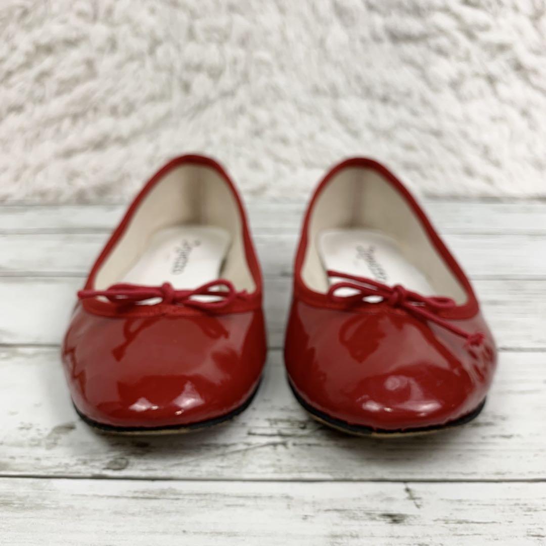 人気 ♡ レペット バレエシューズ レッド フラット エナメル リボン 23.5