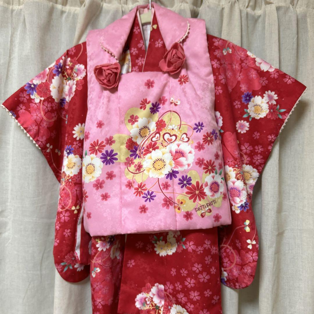 七五三用着物　女の子　3歳　ピンク　（着物一式セット）　お正月などにも
