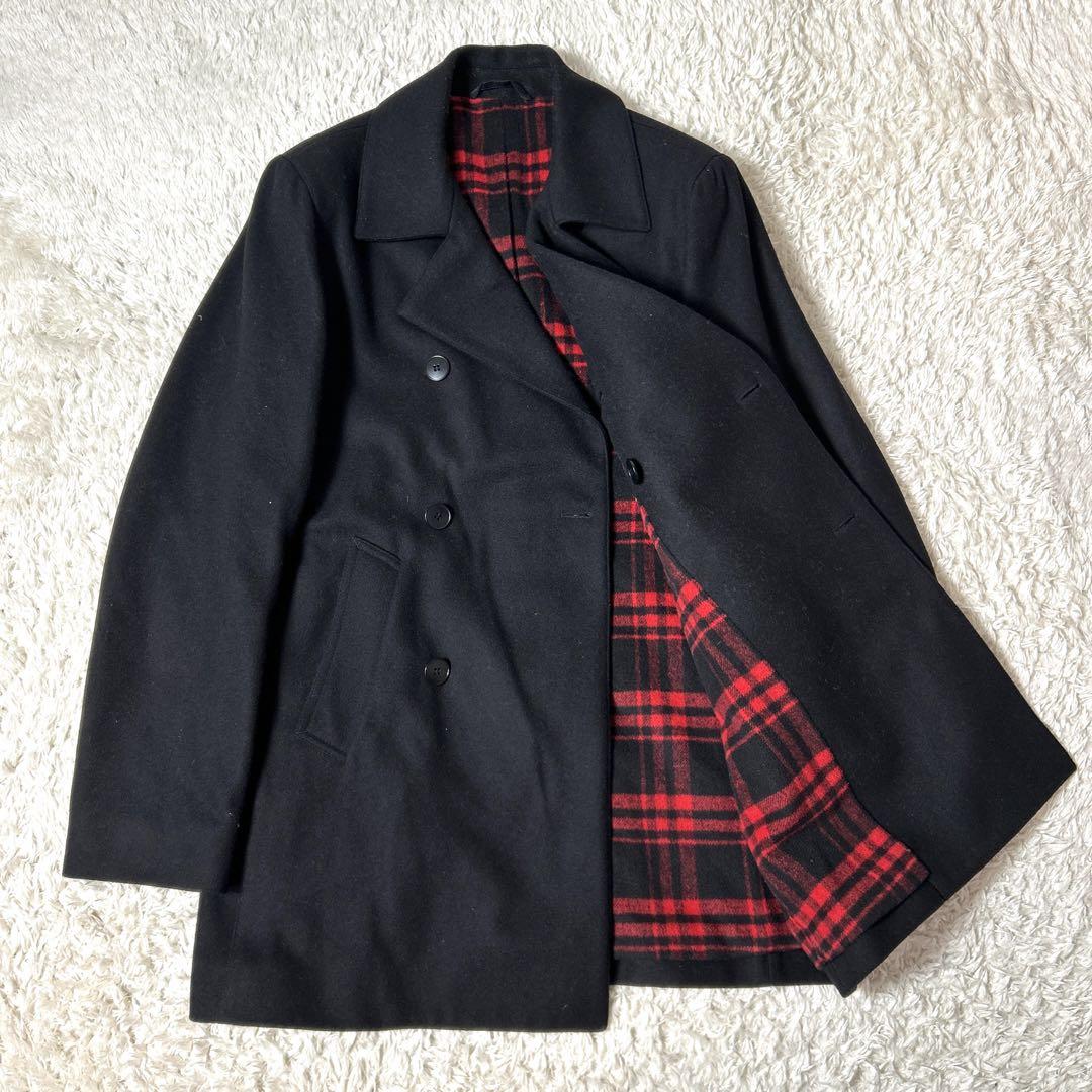おすすめ 美品】agnès b. HOMME ピーコート ブラック 裏地チェック L ジャケット・アウター
