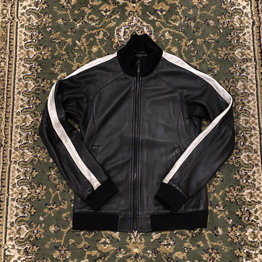 LEATHER TRACK JACKET - Size 38