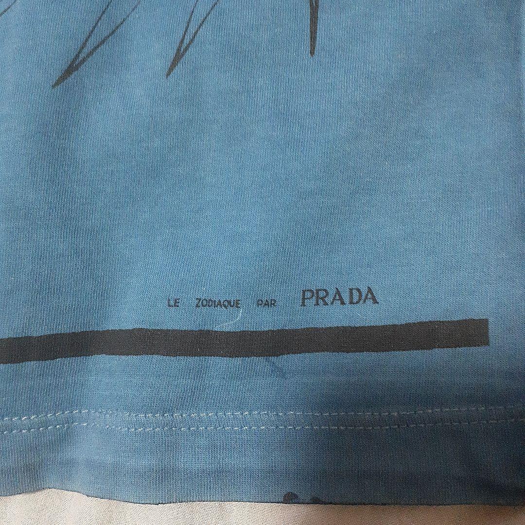 プラダTシャツ　プラダカットソー　ブルーTシャツ　グラフィックTシャツ