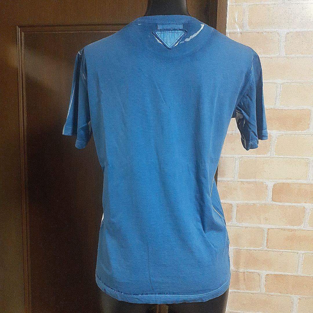 プラダTシャツ　プラダカットソー　ブルーTシャツ　グラフィックTシャツ