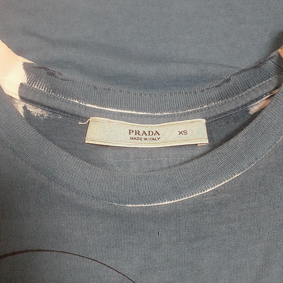 プラダTシャツ　プラダカットソー　ブルーTシャツ　グラフィックTシャツ