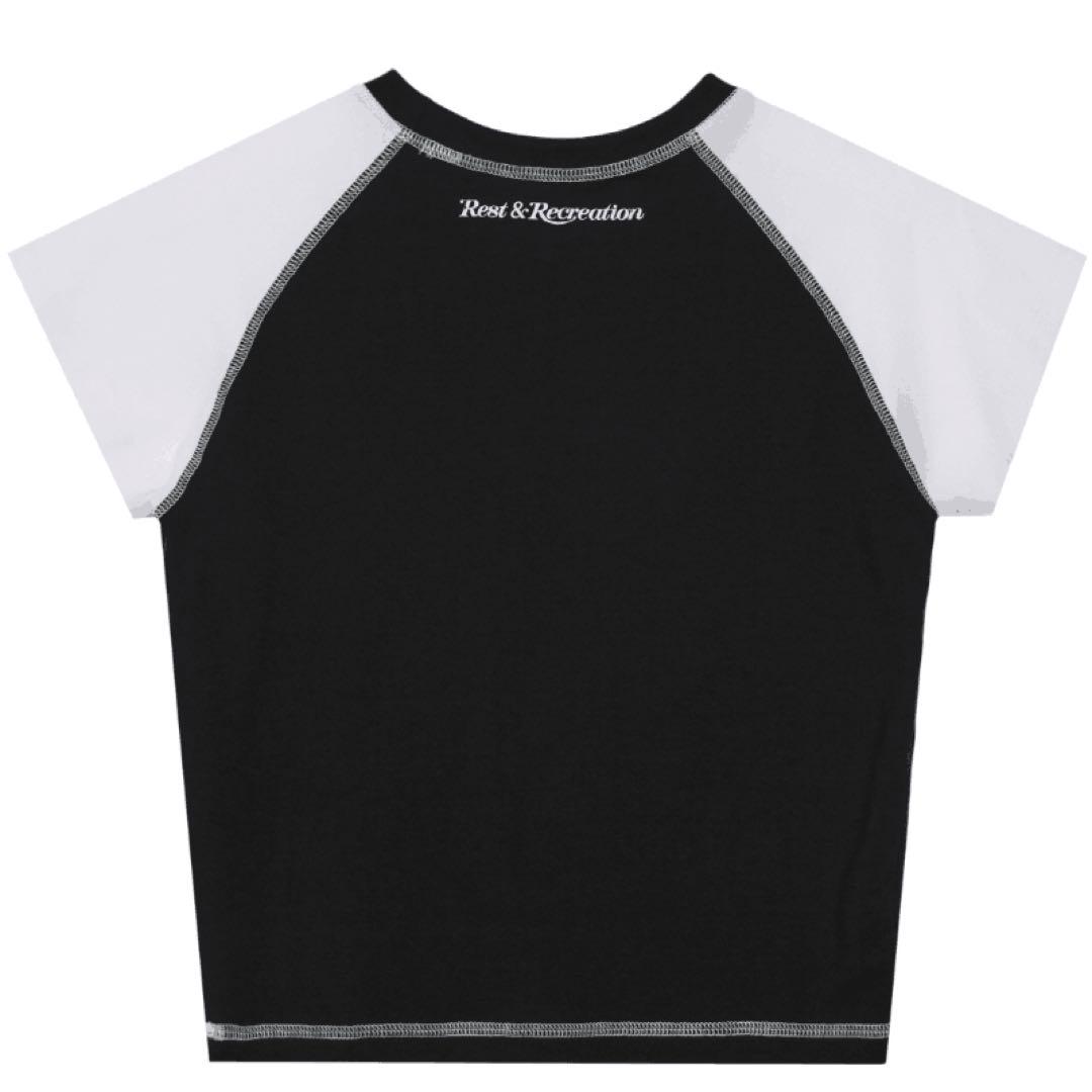 Rest & Recreation ロゴ入り黒クロップドTシャツ Rest & Recreation クロップドTシャツ ブラック/ホワイト - メルカリ