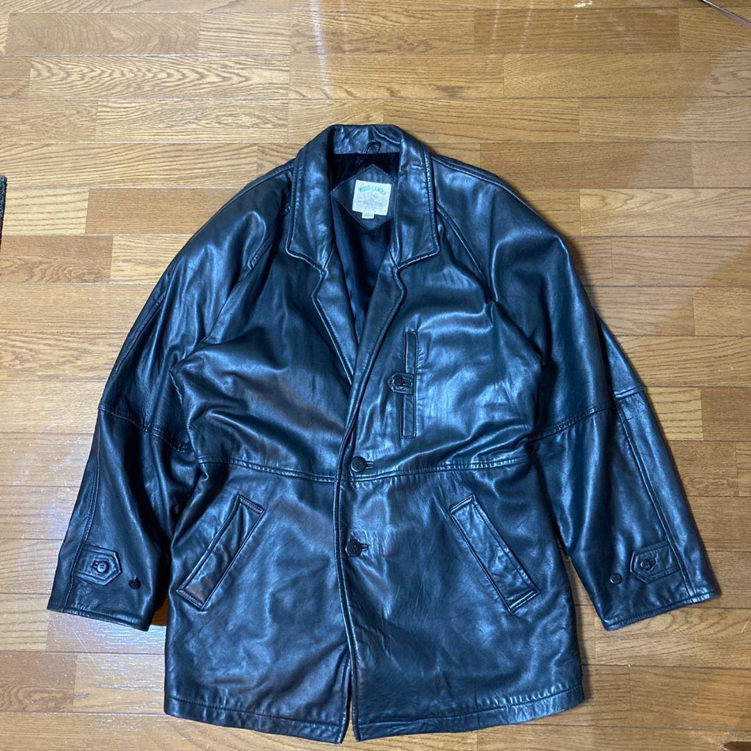 90s レザーコート ブラック