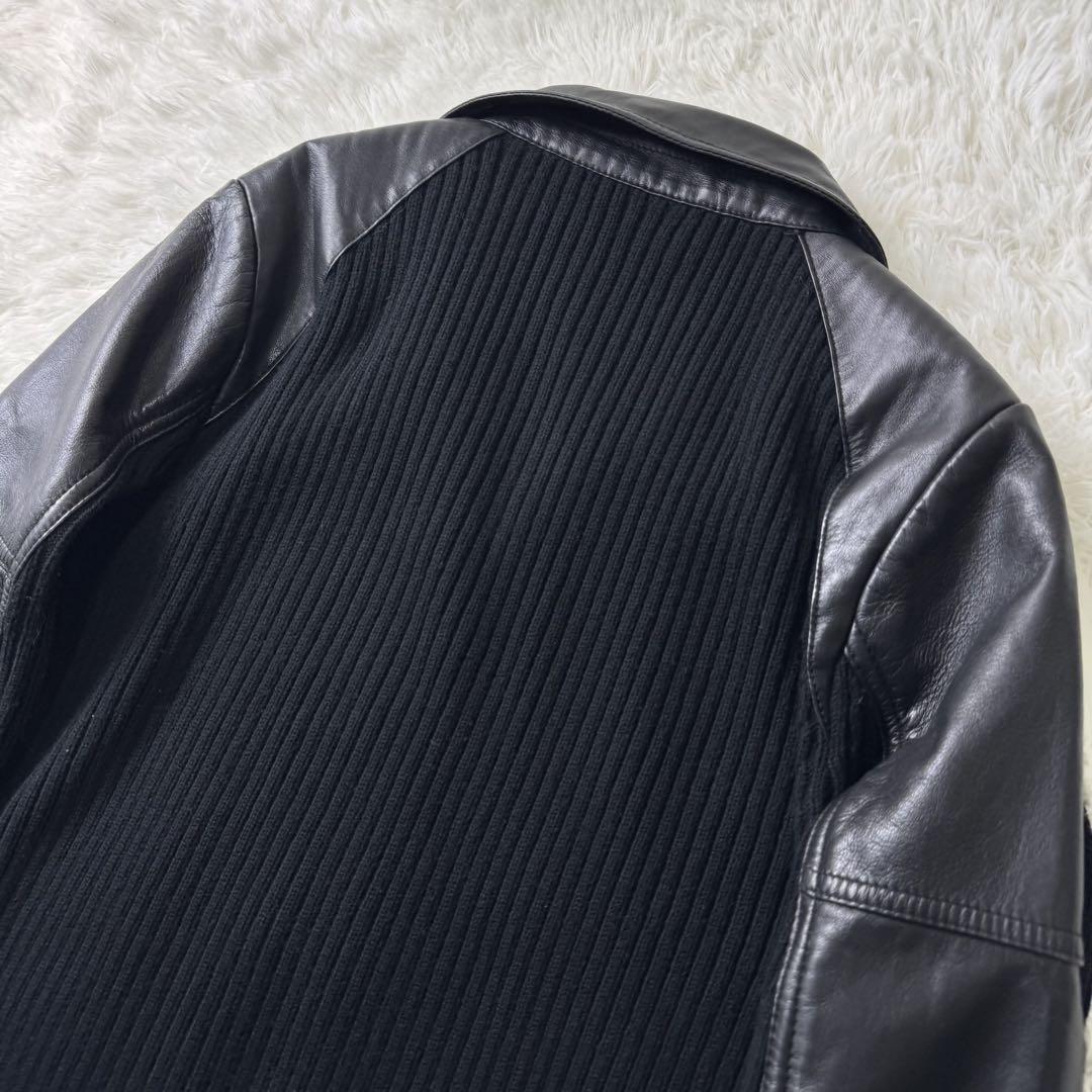 【完売品】AVIREX ドライバーズニット　ライダース　羊革　シングル　L