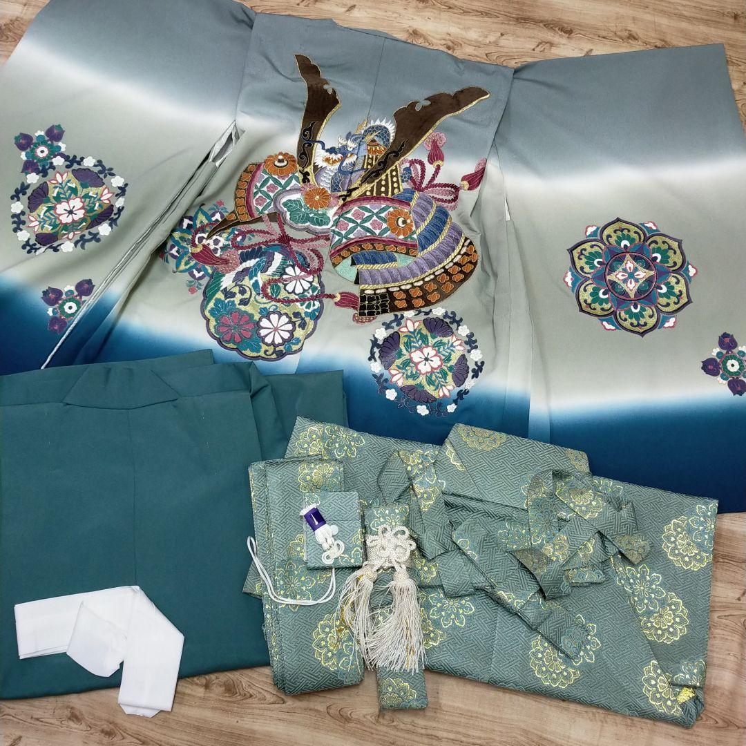 (415)七五三5歳羽織袴セット 兜刺繍