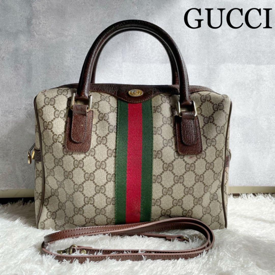 49%割引グレイ系オリジナル 【美品】オールドグッチ PVC×レザー 2way 本物の製品を販売する GUCCI オールドグッチGG柄2wayショルダーバッグ ショルダーバッグ