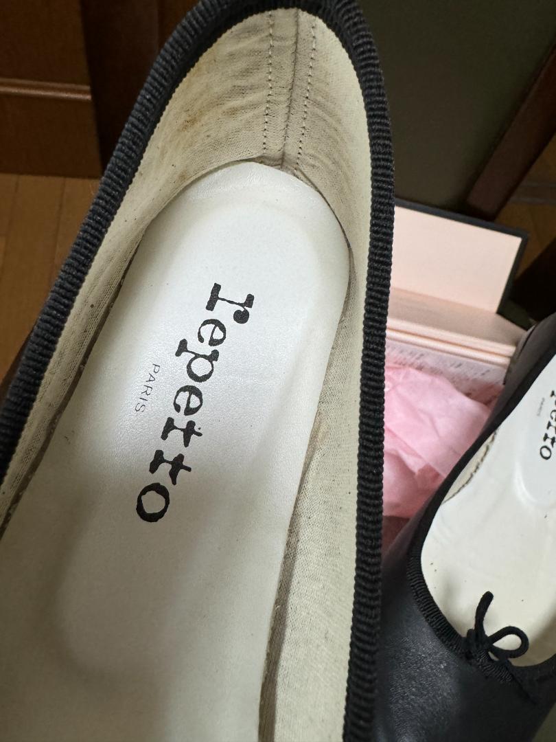 良品‪☆repetto レペット サンドリオン  定番 フラット 黒 38