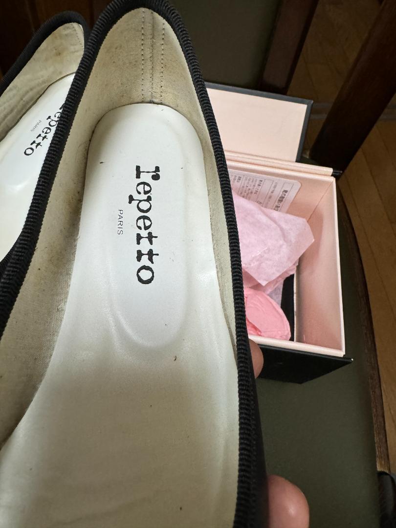 良品‪☆repetto レペット サンドリオン  定番 フラット 黒 38