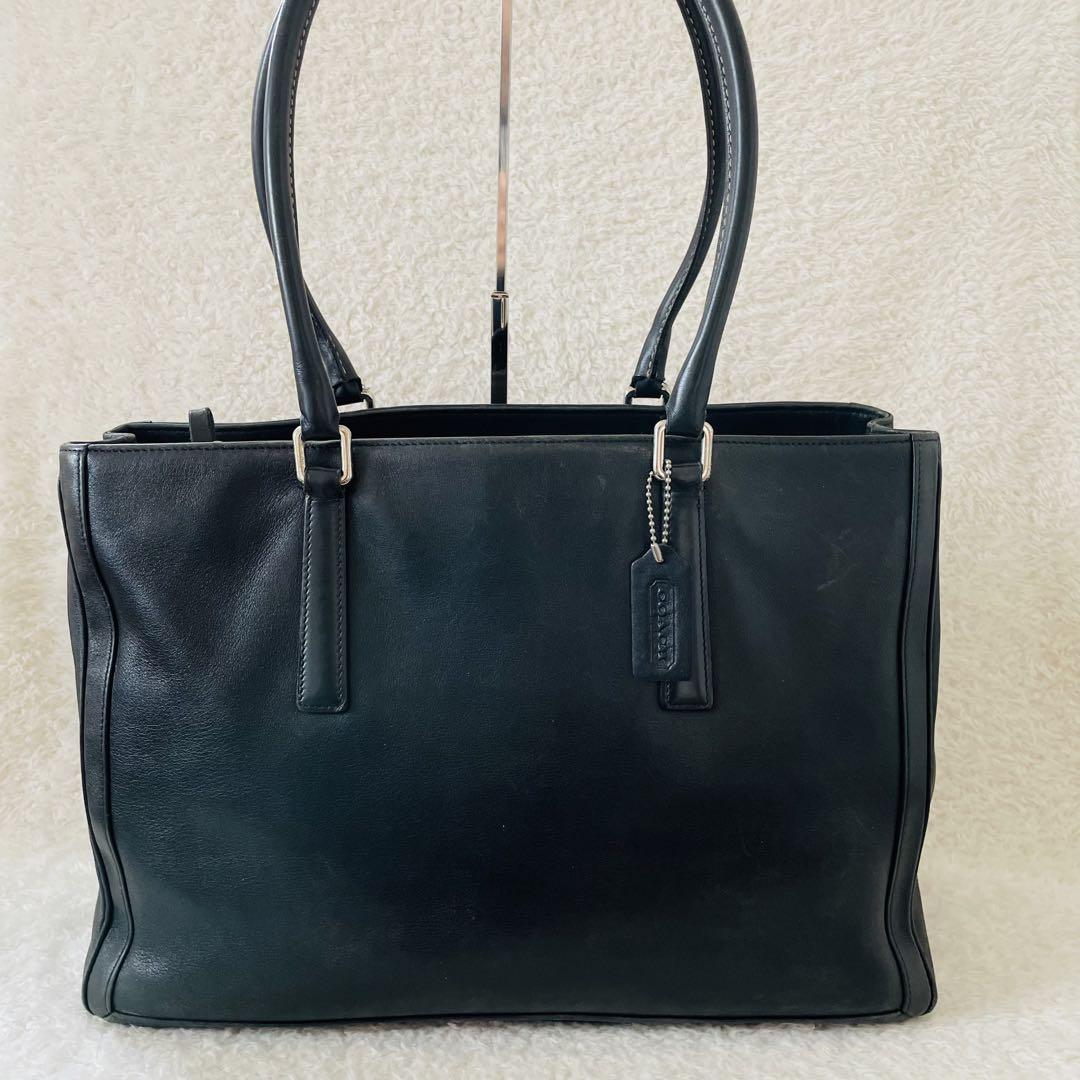COACHトートバッグ ビジネスバッグ 黒 肩掛け A4可能 大容量