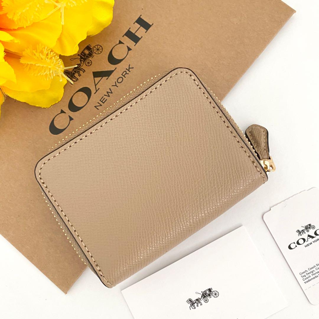 即納新品 新品 COACH コーチ 折り財布 ベージュ ワイン レディース y6hmS-m58331464701 国産大特価