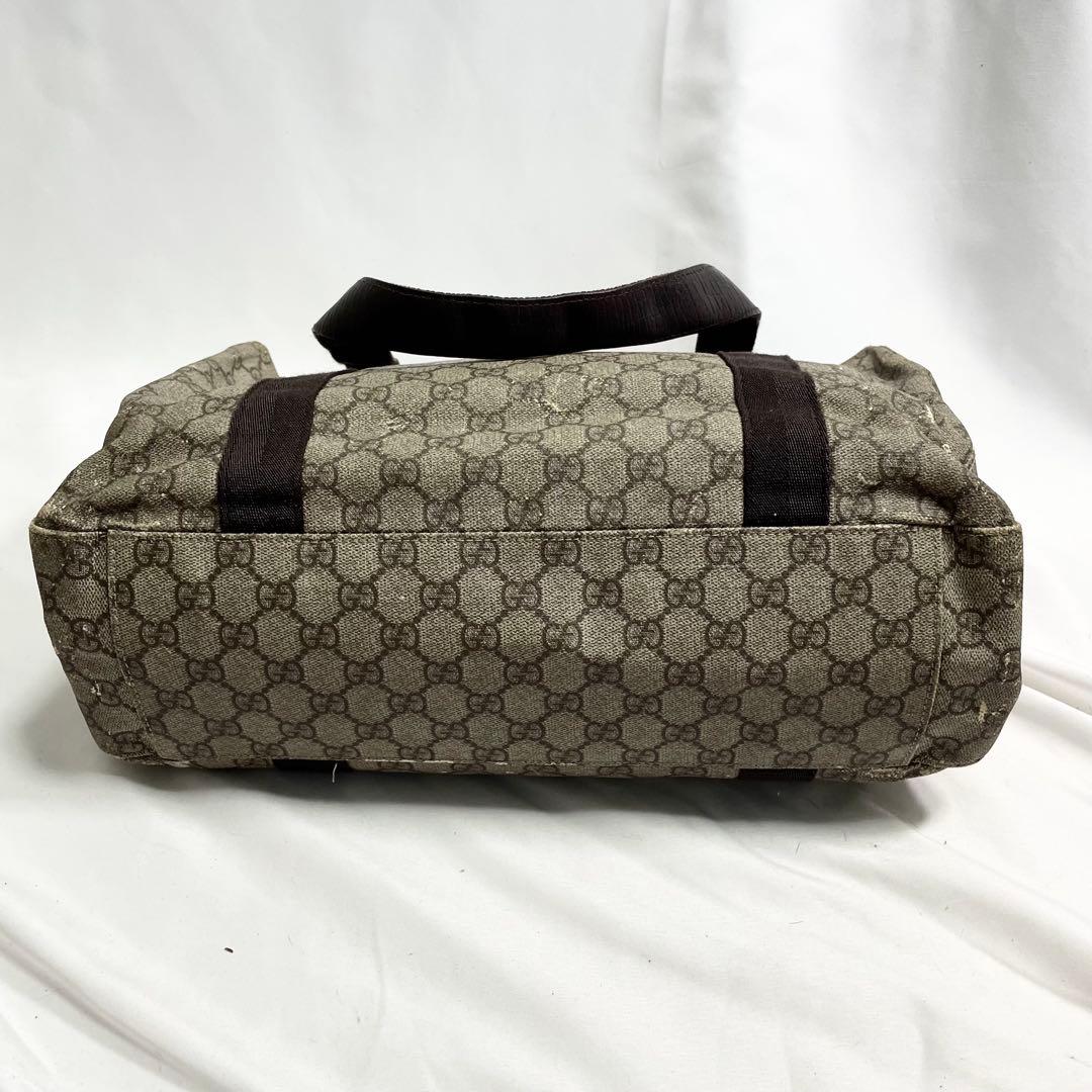 グッチ GGスプリーム レザー PVC トートバッグ ロゴ プレート 大容量