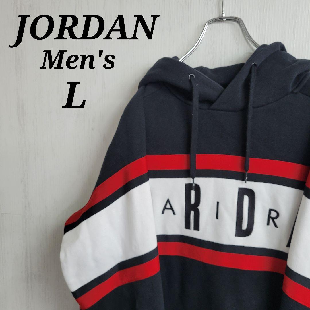 エアジョーダン　AIR JORDAN☆パーカー　Ｌ　黒　赤　白　ビッグ刺繍ロゴ