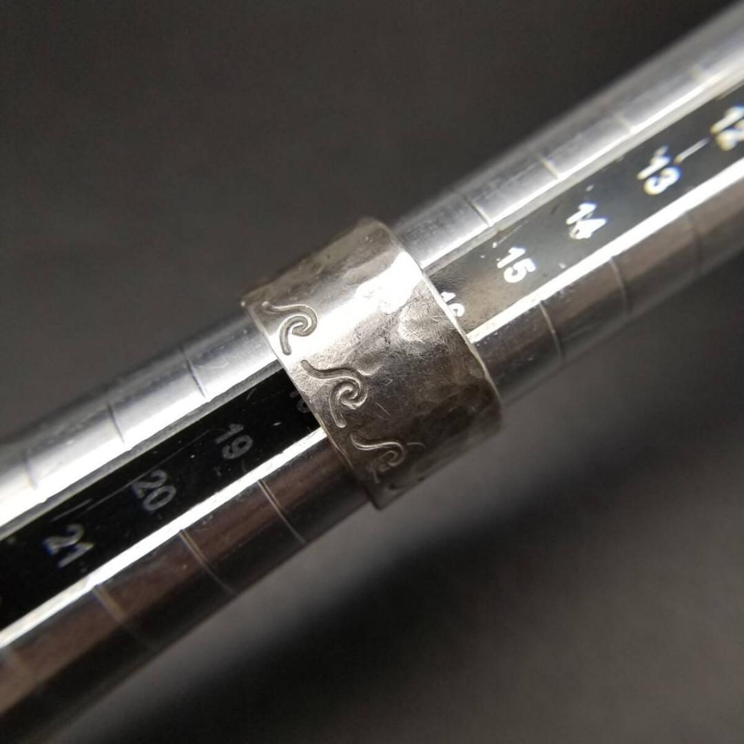 ウェーブ 波 彫刻 極幅広 エタニティ 槌目デザイン 925 シルバー ヴィンテ