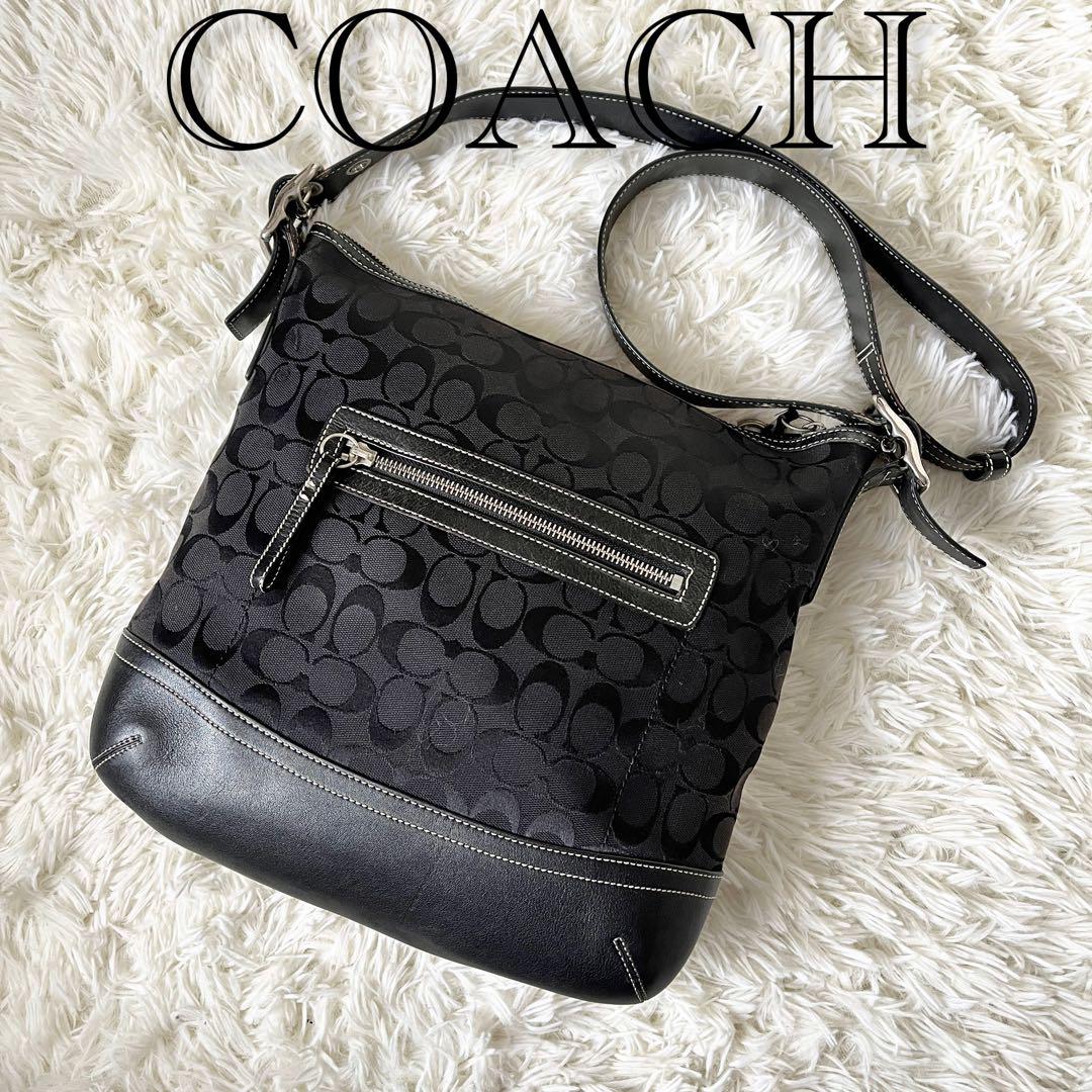 COACH コーチ シグネチャー キャンバス ショルダーバッグ 黒