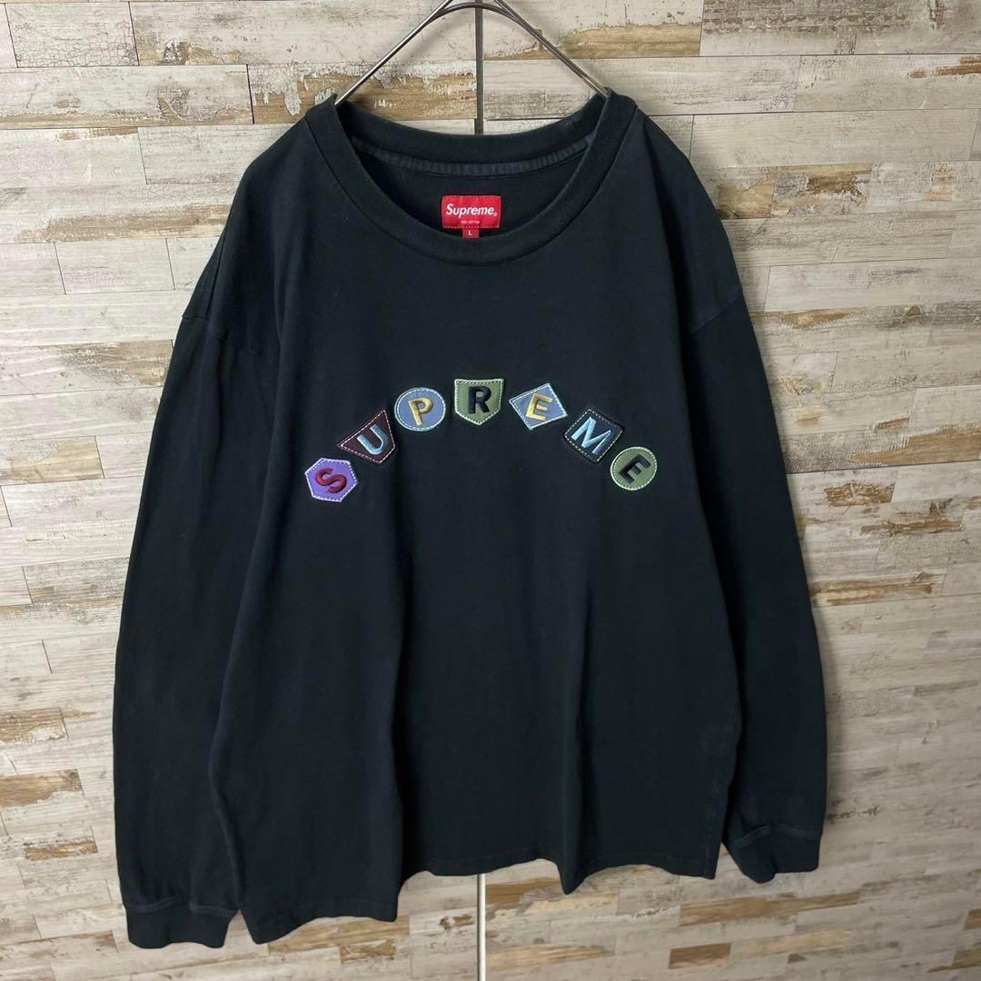 3069 U【人気デザイン】シュプリーム☆刺繍ワッペンアーチロゴ ロングＴシャツ