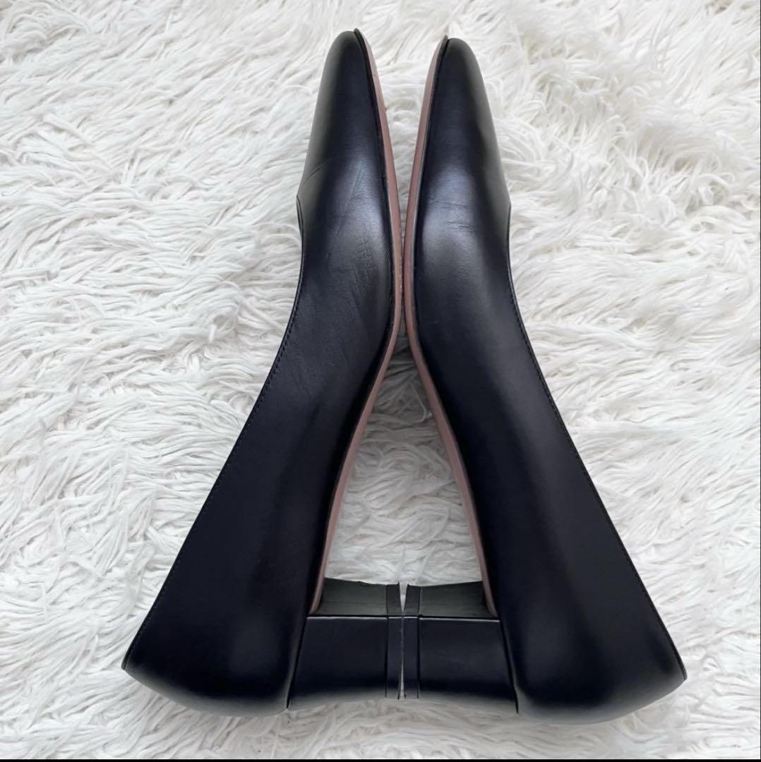 美品　ペリーコ　スクエアトゥ　パンプス　ローヒール　黒　38 箱付き