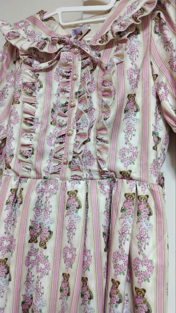 新品タグ付き Rosy Bear柄ワンピース 生成り