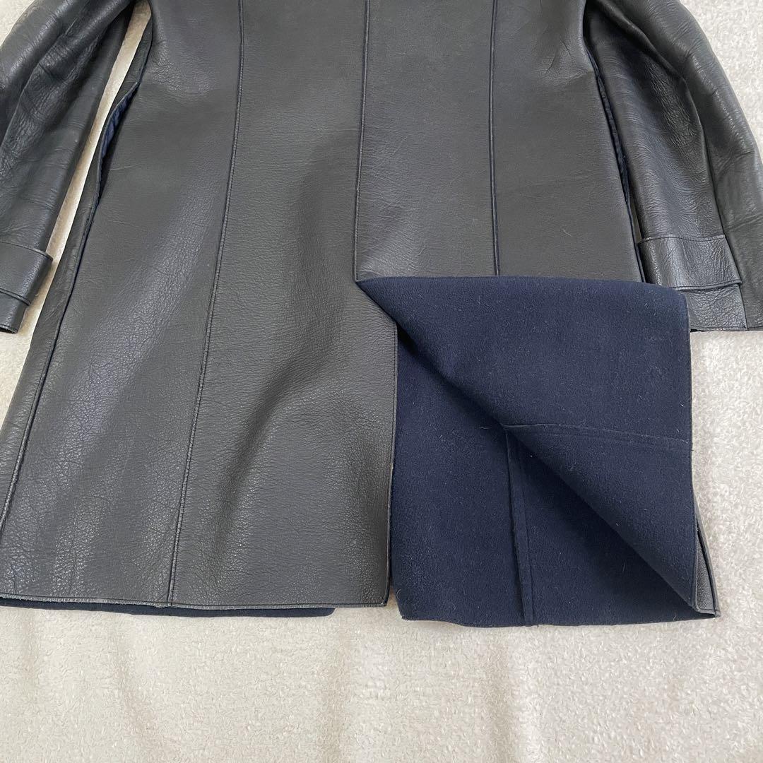 希少 良品 サイズM ロイスクレヨン 牛革オールレザーコート 黒 比翼 画像7