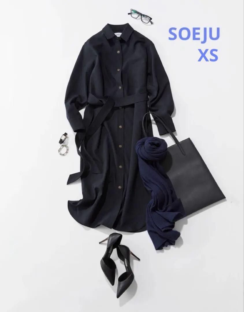 ソージュ　soeju ネイビー ソフトオックスシャツワンピース XS