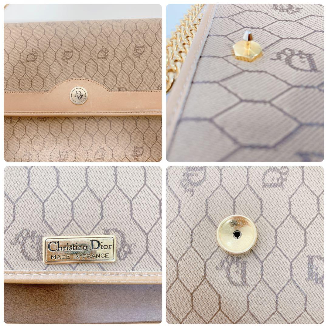 美品 ディオール Dior ショルダーバッグ チェーン ベージュ ハニカム