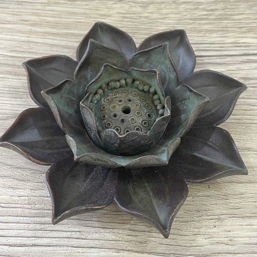 銅器 香炉 蓮花香挿 倒流香 茶台香炉 香道具 装飾品 工芸品 置物