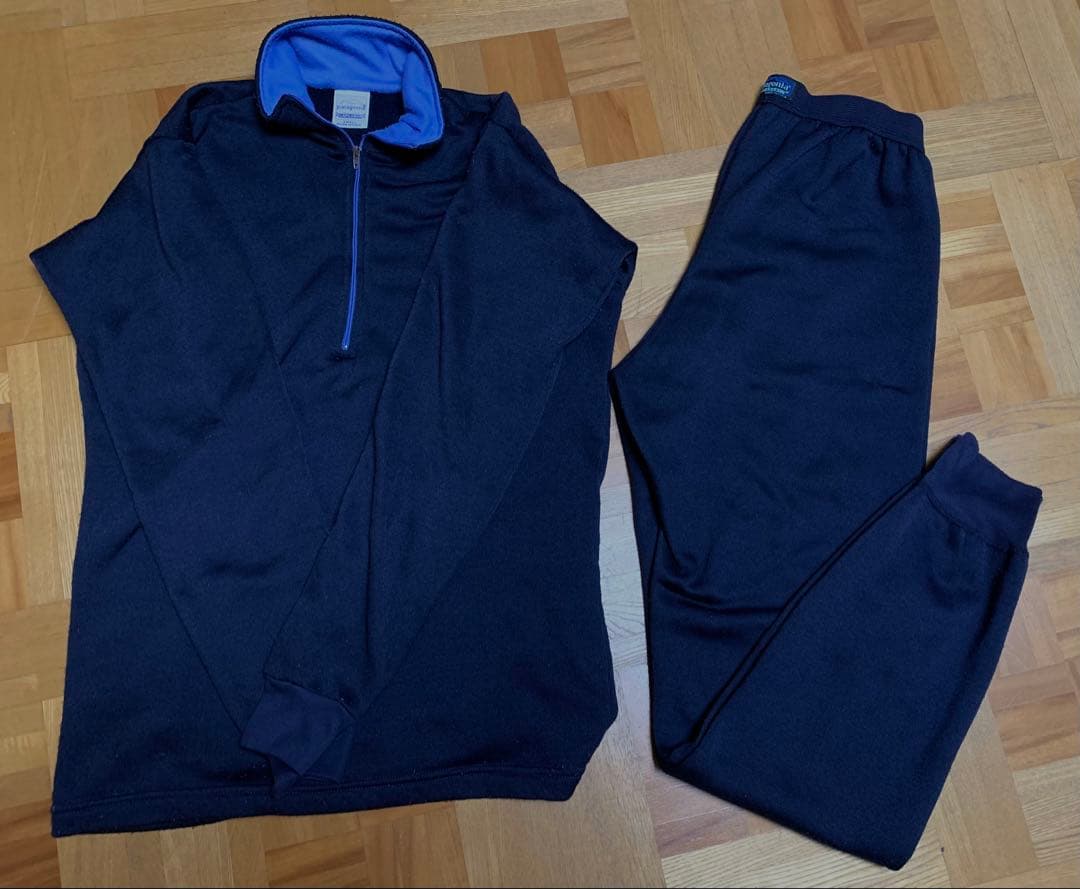 パタゴニア アメリカ製 キャプリーン2CAPILENE 濃紺 厚手上下セットpatagonia