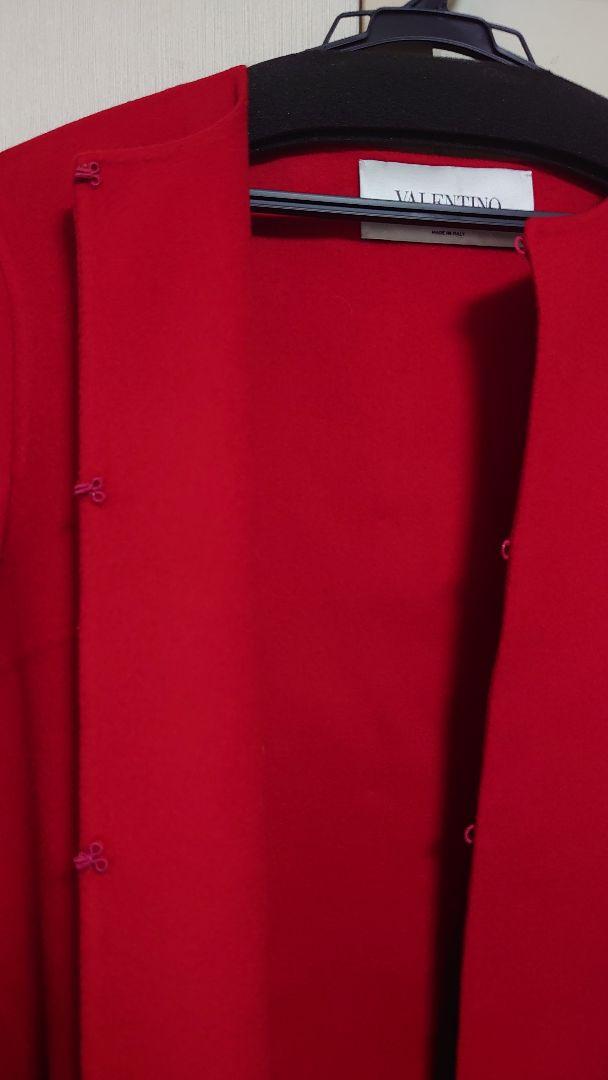 VALENTINO ラッフルフリル コート レッド 赤
