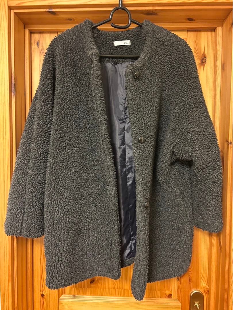 Via.J ボアハーフコート チャコールグレー