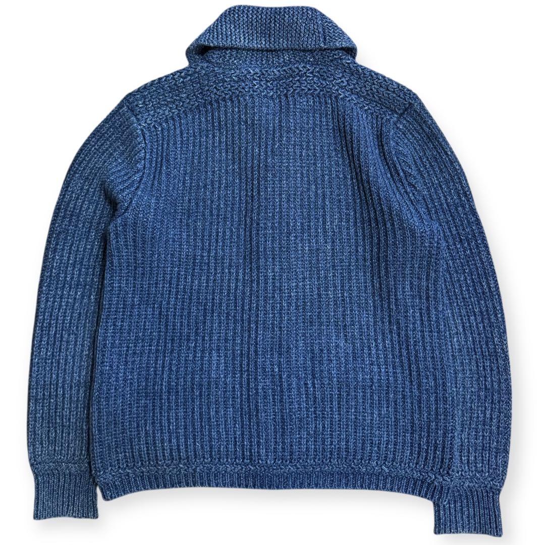 RRL リネン混 インディゴ コットン ショールカラー カーディガン Lサイズ