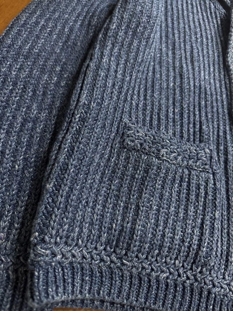 RRL リネン混 インディゴ コットン ショールカラー カーディガン Lサイズ