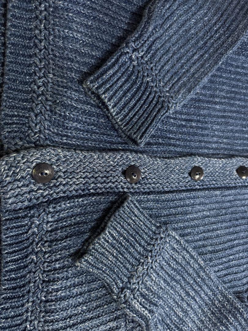 RRL リネン混 インディゴ コットン ショールカラー カーディガン Lサイズ