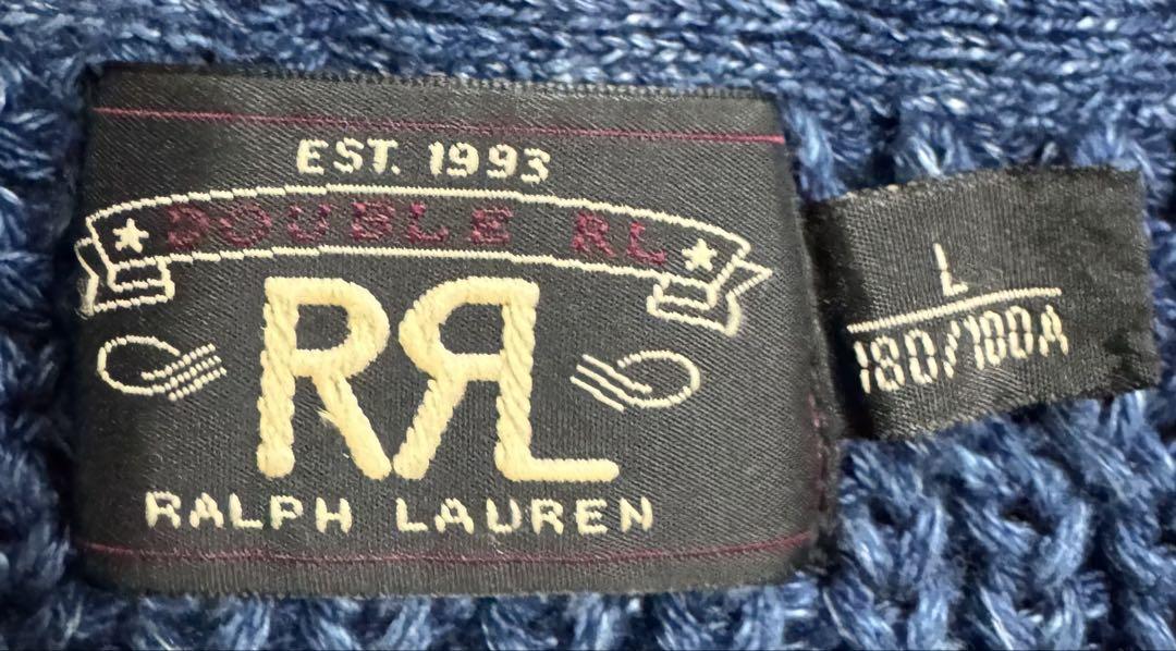 RRL リネン混 インディゴ コットン ショールカラー カーディガン Lサイズ