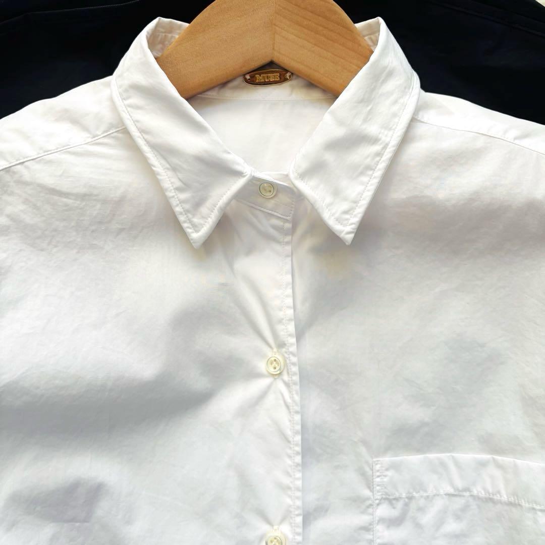 美品ミューズドゥーズィエムクラス 24SS ワイヤーウォッシュシャツ 長袖 白
