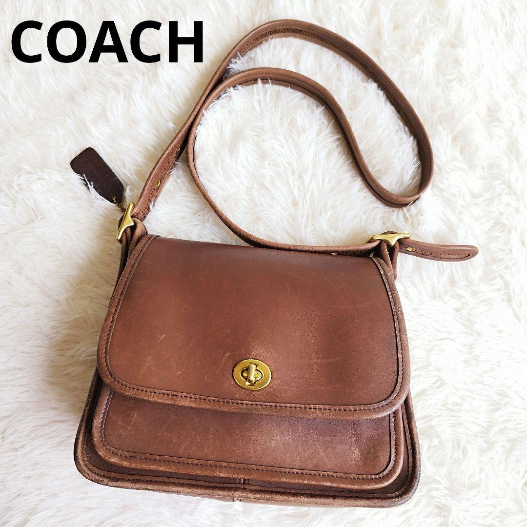COACH オールドコーチ　ショルダーバッグ ターンロック　レザー　ブラウン