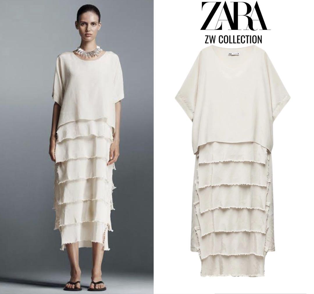 新品 ZARA 定価10,990円 フリル ロングワンピース XS 今季完売品！