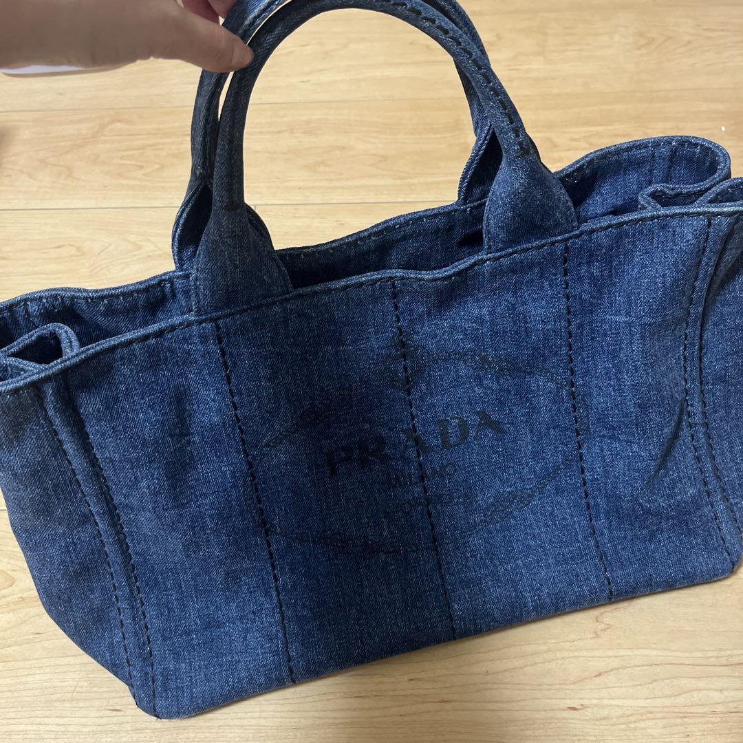 PRADA デニムトートバッグ ダークブルー PRADA デニム トートバッグ ダークブルー