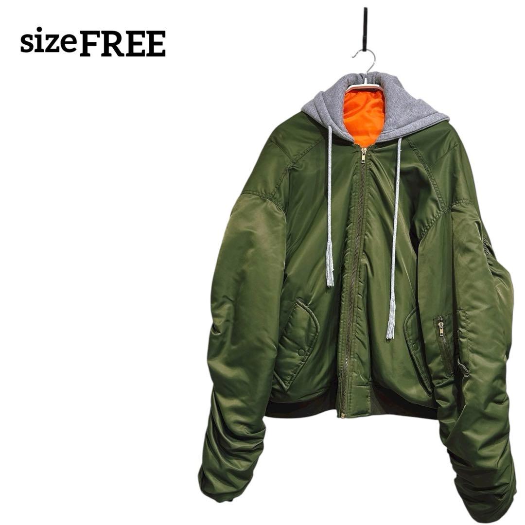 MA-1ジャケット フード付き オリーブグリーン SIZE