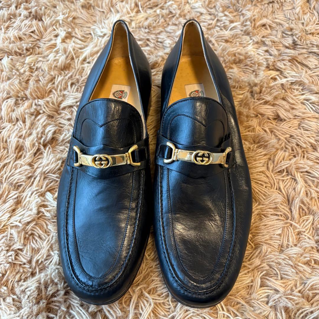 【未使用】GUCCI オールド グッチ ローファー ブラック レザー 43.5 【未使用】GUCCI オールド グッチ ローファー ブラック レザー 43.5