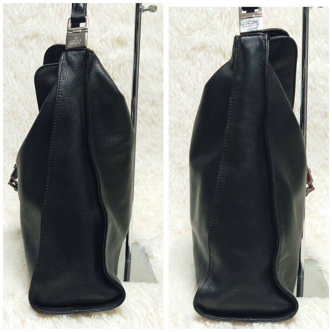 ★3201 グッチ ワンショルダー ジャッキー オールレザー シルバー金具 黒