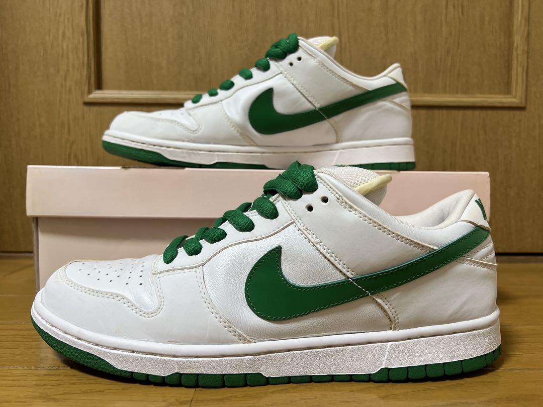 靴 Nike SB Dunk Low Pro White Classic Green