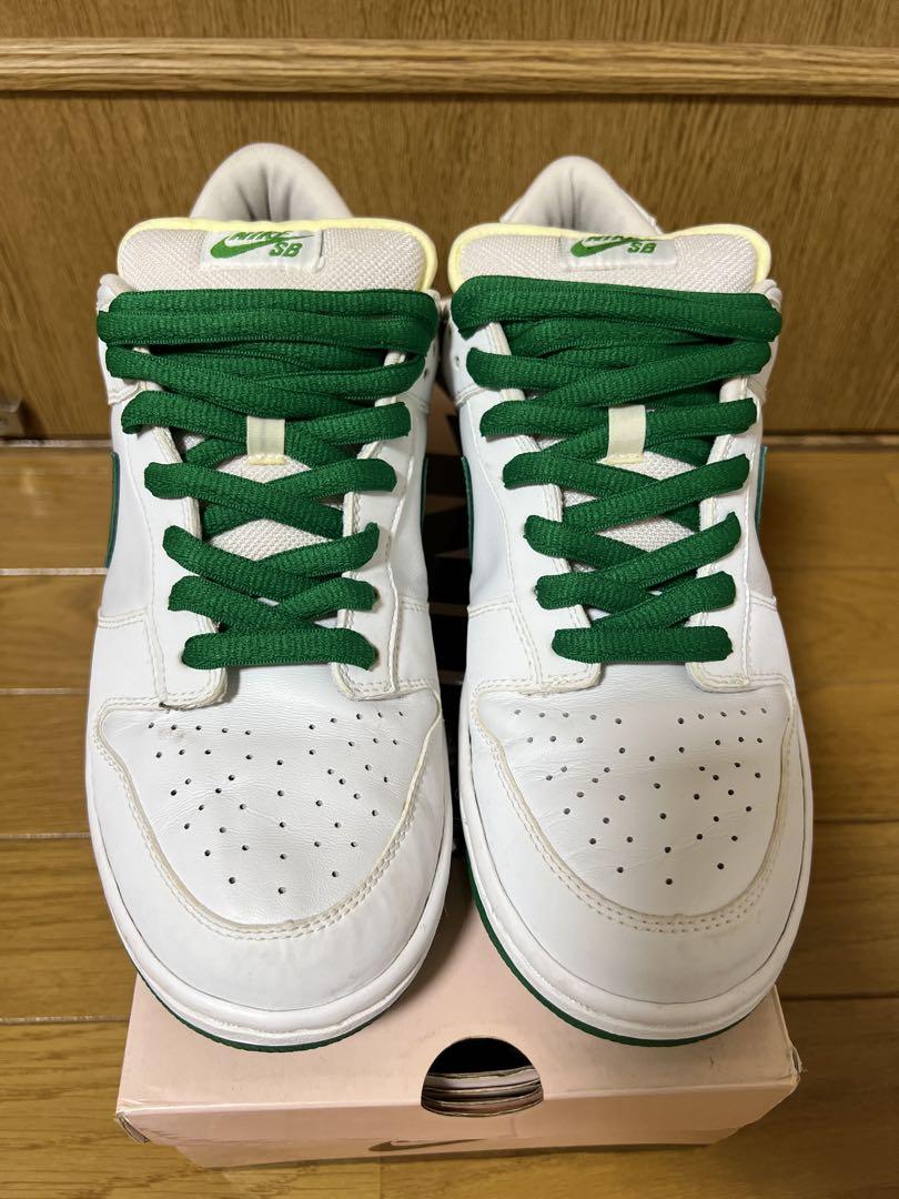 靴 Nike SB Dunk Low Pro White Classic Green
