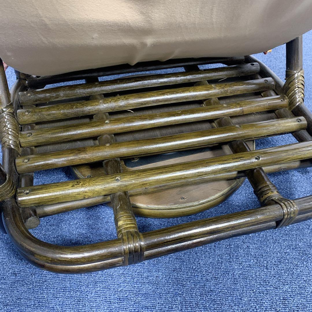 【送料込】籐 ラタン 回転座椅子 ロータイプ ローチェア 昭和レトロ