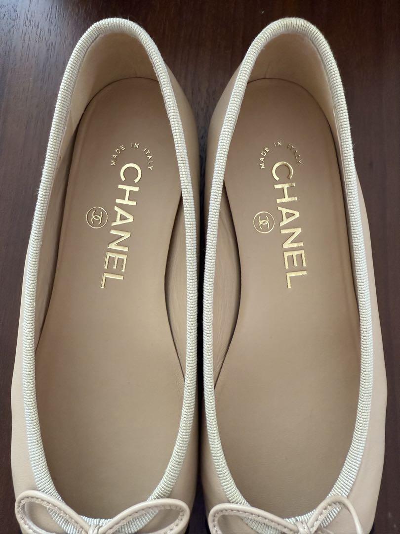 【極美品】【裏張り済み】CHANEL バレリーナ 34.5 ベージュ・黒