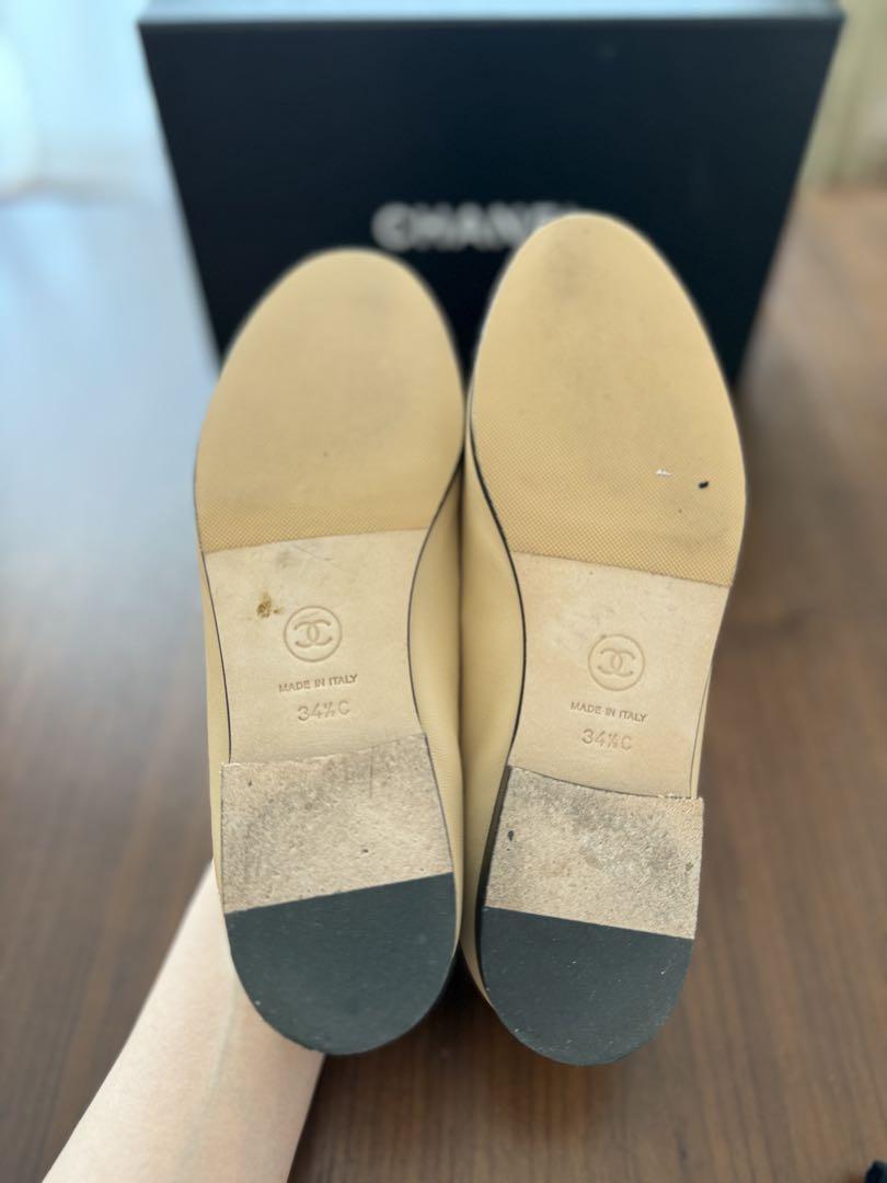 【極美品】【裏張り済み】CHANEL バレリーナ 34.5 ベージュ・黒