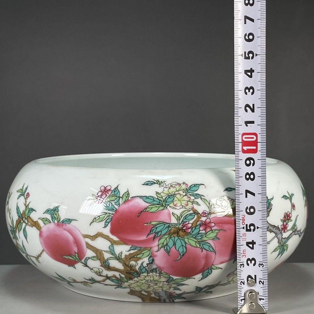 清乾隆粉彩寿桃紋筆洗 景徳鎮 陶磁器 装飾品 現代工芸品 美術品 置物